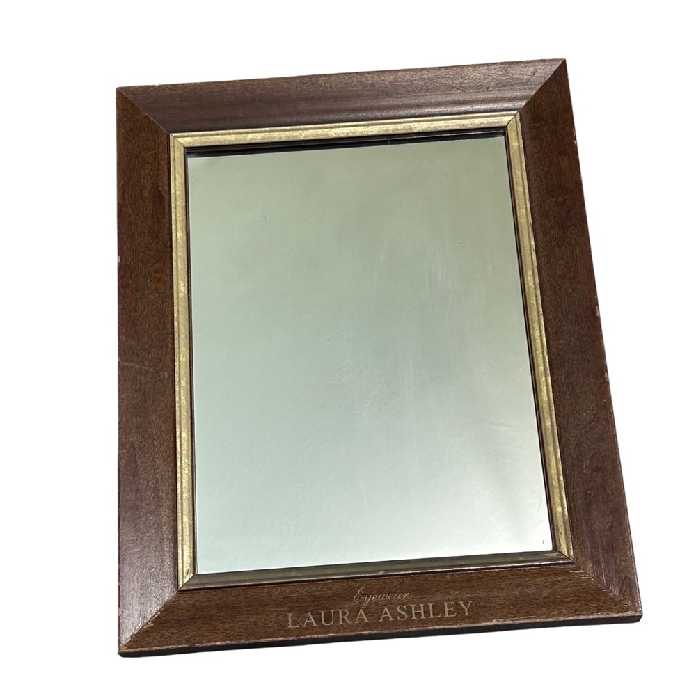 Laura Ashley Eyewear Wood Frame‎ Countertop Mirror Gold Trim Vintage Display